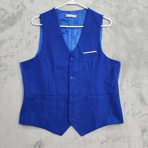 Wehilion Vest Mens M Blue Royal Formal Suit Waistcoat Adjustable Wedding Party